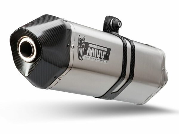 MIVV Speed Edge Muffler Brushed Stainless Steel/Carbon End Cap Triumph Tiger 1050 Sport (00.73.T.017.LRX)