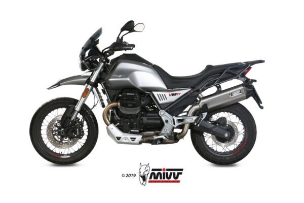 MIVV Speed Edge Muffler Stainless Steel/Carbon End Cap Moto Guzzi V85TT (M.013.LRX)
