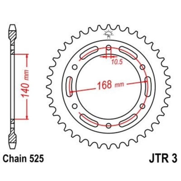 JT SPROCKETS Zinc Standard Rear Sprocket 3 - 525 (JTR3.47ZBK)