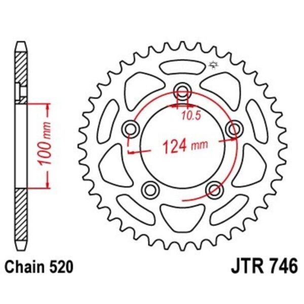 JT SPROCKETS Steel Standard Rear Sprocket 746 - 520 (JTR746.46)