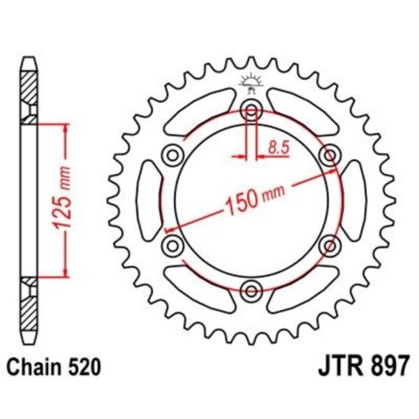 JT SPROCKETS Zinc Standard Rear Sprocket 897 - 520 (JTR897.45ZBK)