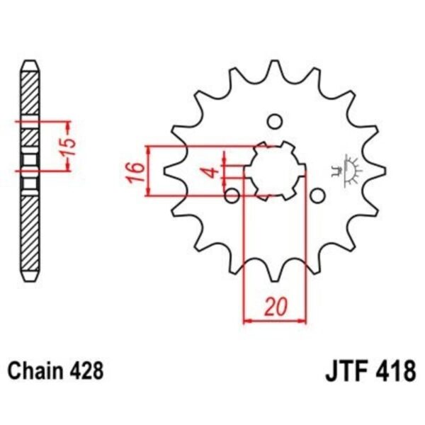 JT SPROCKETS Steel Standard Front Sprocket 418 - 428 (JTF418.15)