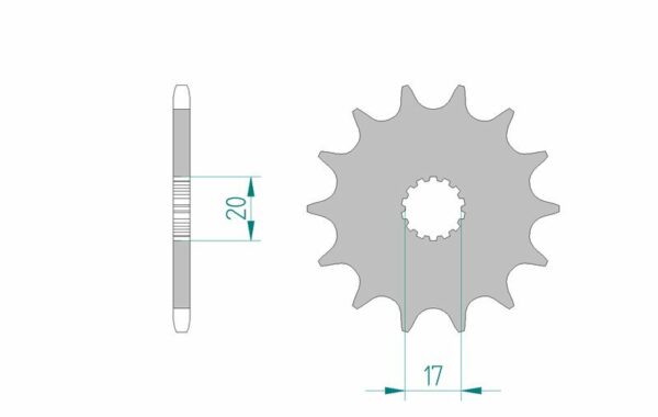 AFAM Steel Self-Cleaning Front Sprocket 21203 - 520 (21203+12)
