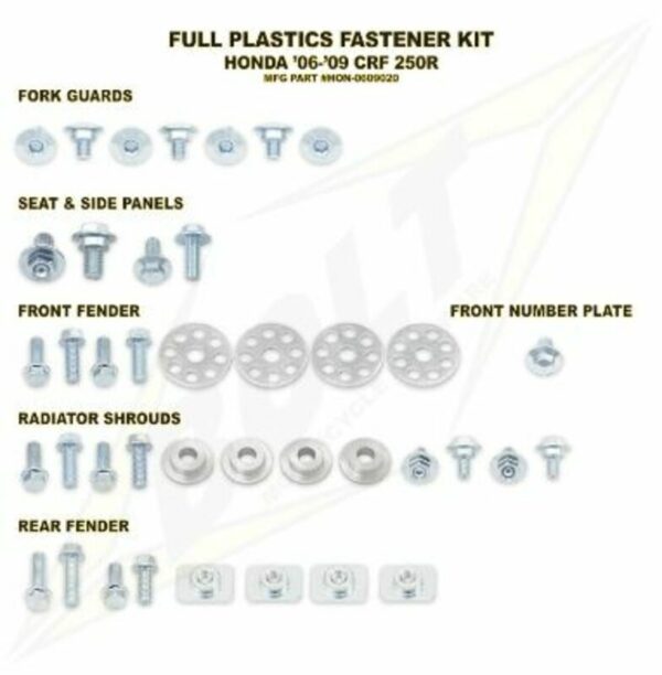 Complete set of Bolt plastic screws for Honda CR125/250 (HON-0007124)