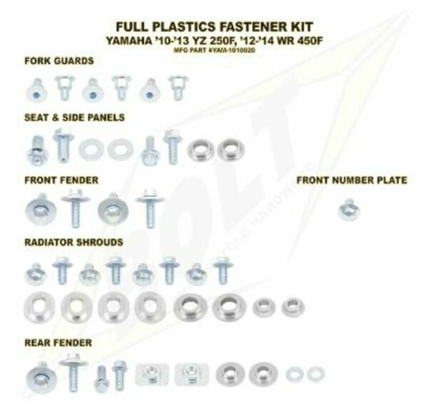 Complete set of Bolt plastic screws for Yamaha YZ250F/W R450F (YAM-1010020)