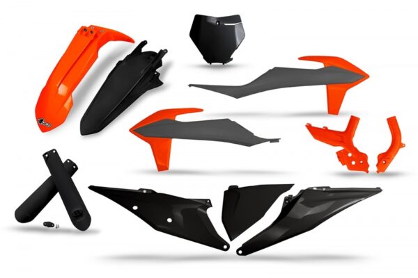UFO Plastics Kit Black/Grey/Neon Orange - KTM (KTKIT528@222)