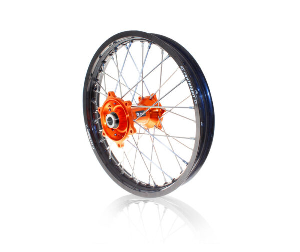 ART MX Complete Front + Rear Wheel 21x1,60/19x2,15 Black Rim/Orange Hub KTM ()